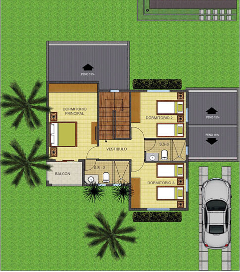 Casas de dos pisos en condominio